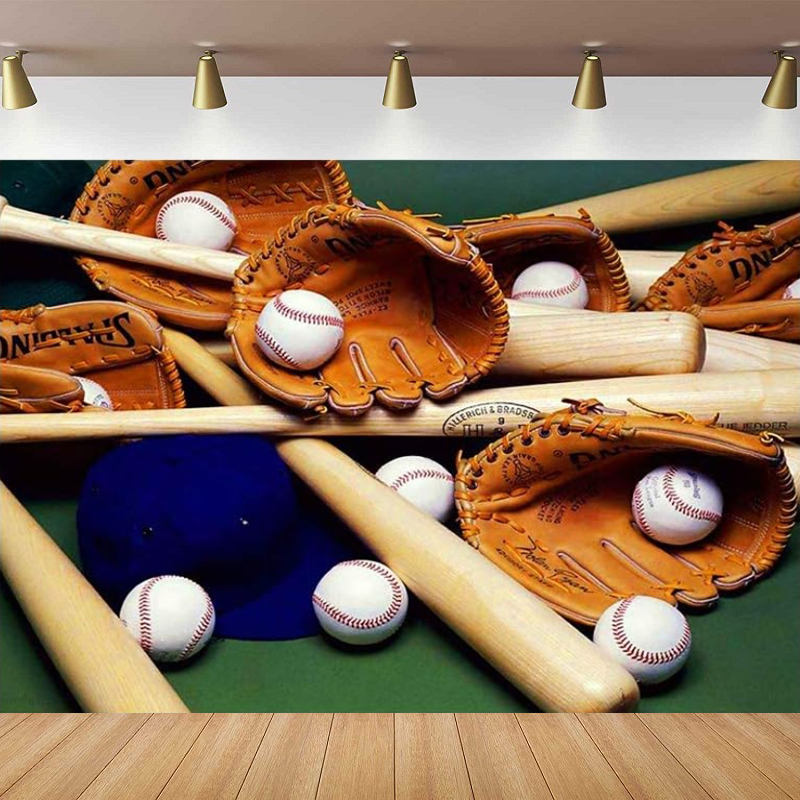 Sports Equipment Background - Фон для фотосъемки: синяя бейсболка, коричневые