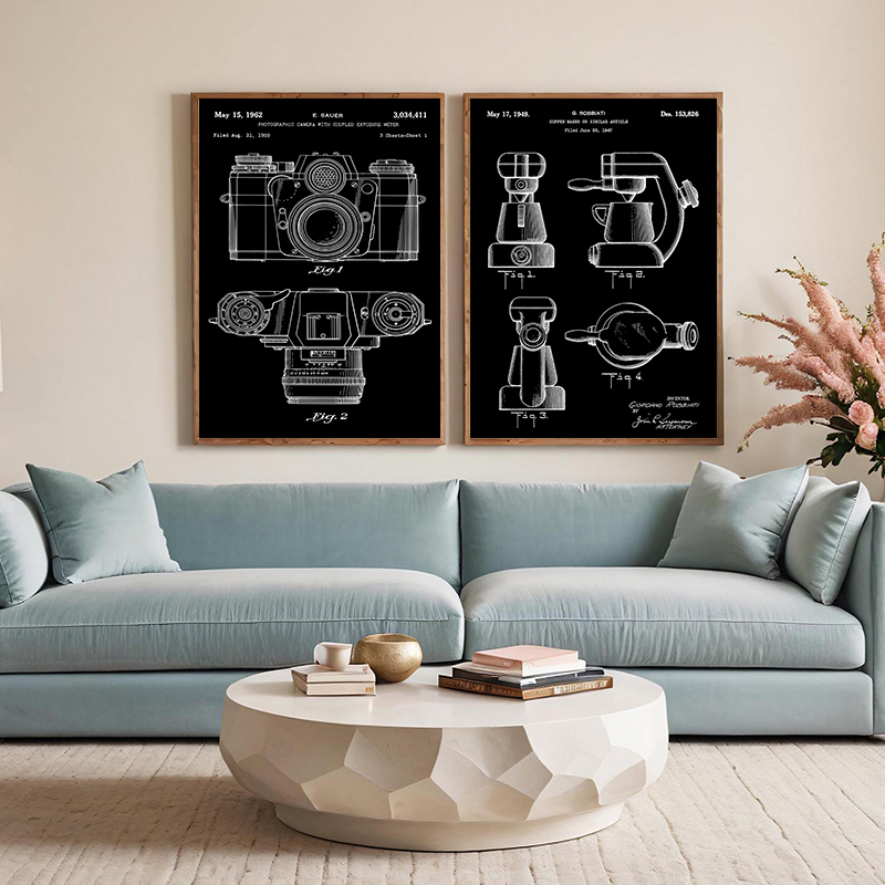 Патентный черно-белый постер,  – обзор и цена Sports Equipment Drawing